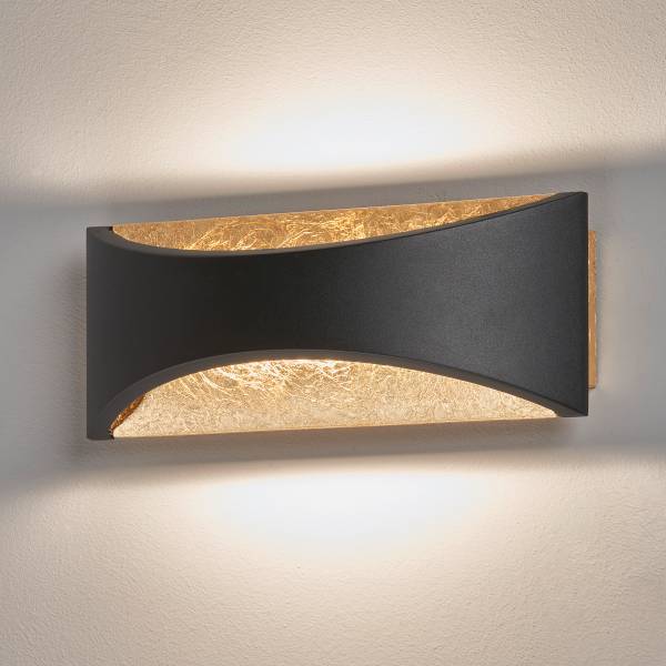 LED-Wandleuchte Rio - Eisen / Acrylglas - Schwarz / Gold - 1-flammig