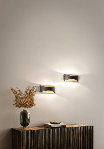 LED-Wandleuchte Rio - Eisen / Acrylglas - Schwarz / Gold - 1-flammig