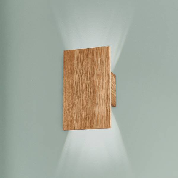 LED-Wandleuchte Shine Wood Panel - Eisen / Eiche Massiv - 4-flammig