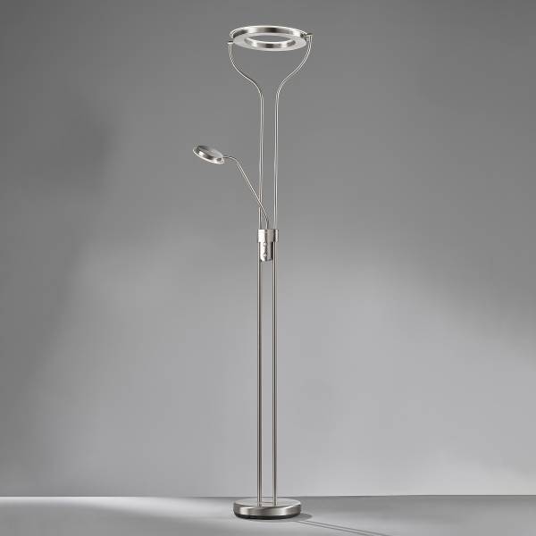 LED-Stehleuchte Davos - Eisen - 2-flammig - Weiß / Nickel