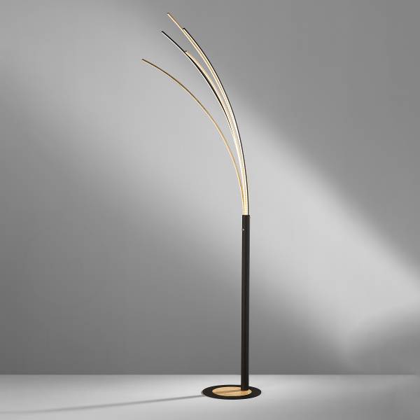 LED-Stehleuchte Ellmau - Eisen - 1-flammig - Schwarz / Gold