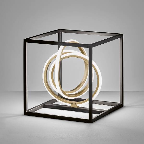 LED-Tischleuchte Gisi - Eisen / Silikon - Schwarz / Gold - 1-flammig