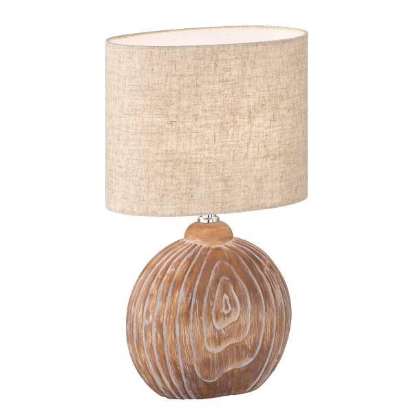 Tischleuchte Tobse - Keramik / Leinen - 1-flammig - Beige - Höhe: 39 cm