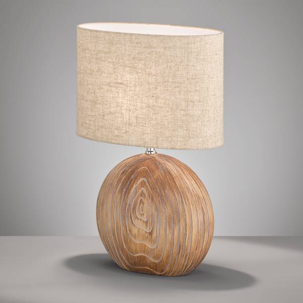 Tischleuchte Tobse - Keramik / Leinen - 1-flammig - Beige - Höhe: 53 cm