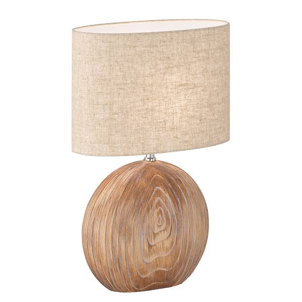 Tischleuchte Tobse - Keramik / Leinen - 1-flammig - Beige - Höhe: 53 cm