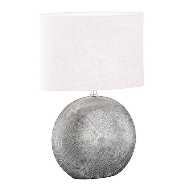 Tischleuchte Tobse - Keramik / Leinen - 1-flammig - Silver White - Höhe: 53 cm
