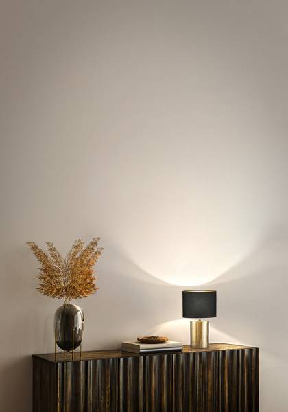 Tischleuchte Bronz - Webstoff / Keramik - Bronze / Schwarz - 1-flammig - Höhe: 43 cm