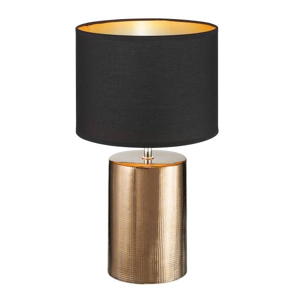 Tischleuchte Bronz - Webstoff / Keramik - Bronze / Schwarz - 1-flammig - Höhe: 43 cm