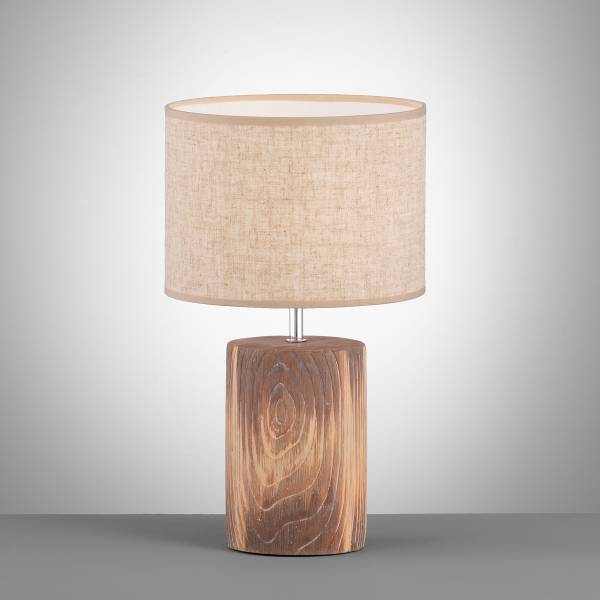 Tischleuchte Malik - Beton / Leinen - 1-flammig - Beige - Höhe: 43 cm