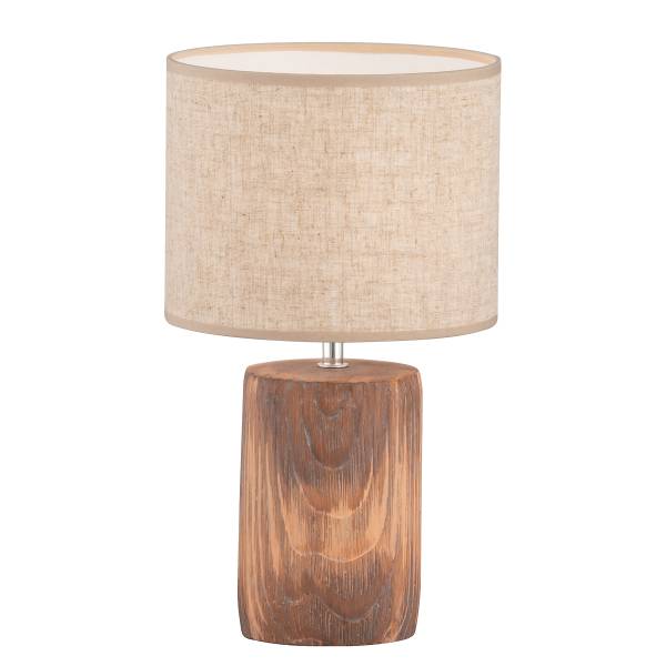 Tischleuchte Malik - Beton / Leinen - 1-flammig - Beige - Höhe: 43 cm