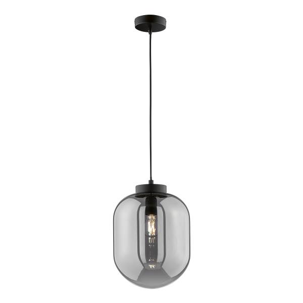 Pendelleuchte Regi - Eisen / Rauchglas - Schwarz - 1-flammig