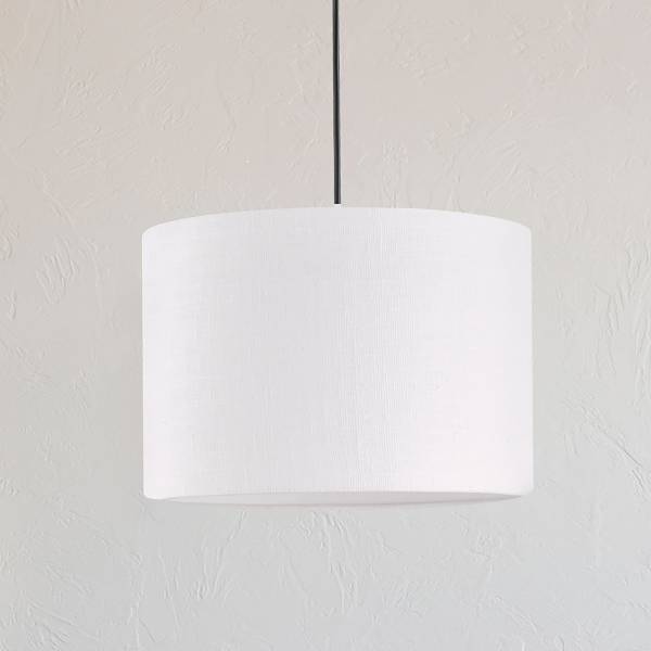 Pendelleuchte Vigo - Kunststoff / Leinen - 1-flammig - Weiß / Schwarz