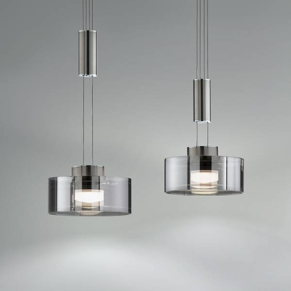 LED-Pendelleuchte Lavin - Eisen / Rauchglas - Matt Nickel - Flammenanzahl: 2