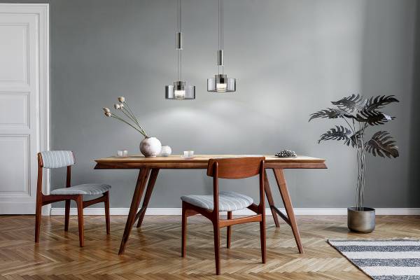 LED-Pendelleuchte Lavin - Eisen / Rauchglas - Matt Nickel - Flammenanzahl: 2