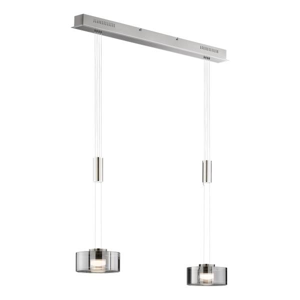 LED-Pendelleuchte Lavin - Eisen / Rauchglas - Matt Nickel - Flammenanzahl: 2