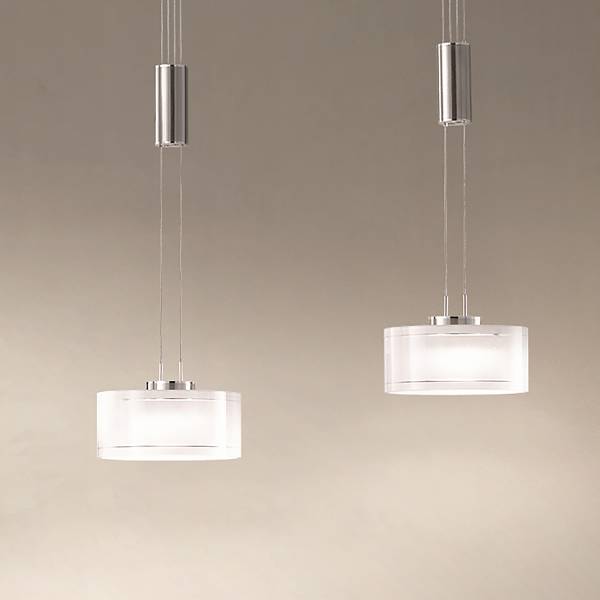 LED-Pendelleuchte Lavin - Eisen / Opalglas - Weiß / Nickel - Flammenanzahl: 2