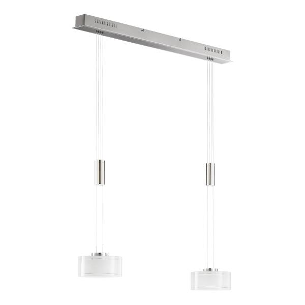 LED-Pendelleuchte Lavin - Eisen / Opalglas - Weiß / Nickel - Flammenanzahl: 2