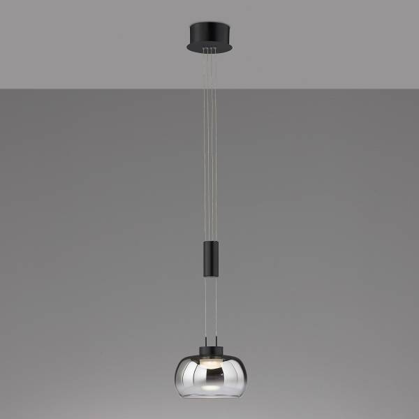LED-Pendelleuchte Arosa - Eisen / Rauchglas - Rauchschwarz - Flammenanzahl: 1