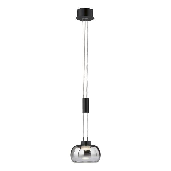 LED-Pendelleuchte Arosa - Eisen / Rauchglas - Rauchschwarz - Flammenanzahl: 1
