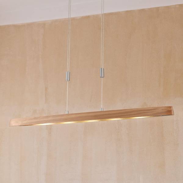 LED-Pendelleuchte Shine Wood Ship - Eisen / Eiche Massiv - 5-flammig