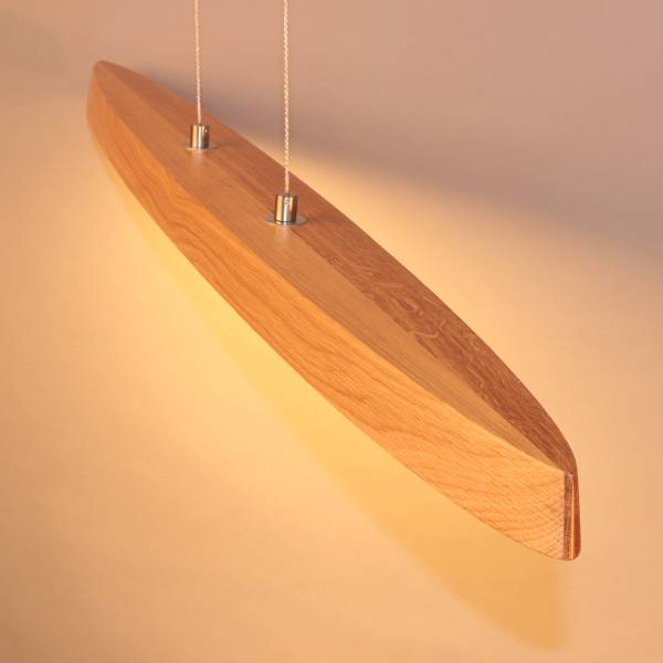 LED-Pendelleuchte Shine Wood Ship - Eisen / Eiche Massiv - 5-flammig