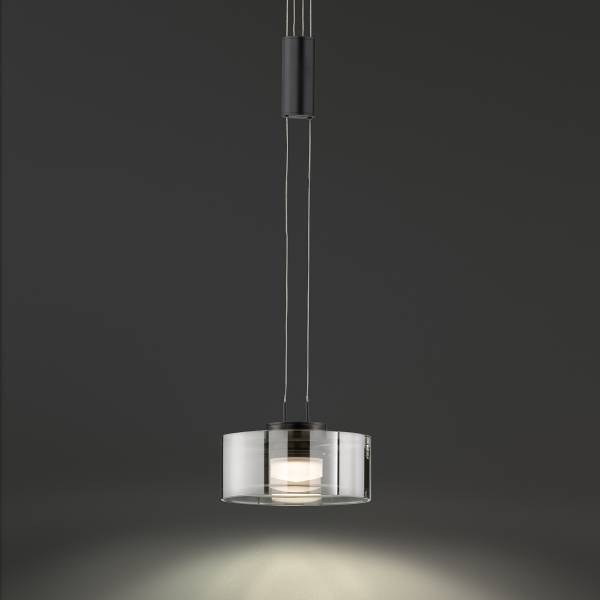 LED-Pendelleuchte Lavin - Eisen / Rauchglas - Schwarz - Flammenanzahl: 1