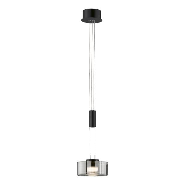 LED-Pendelleuchte Lavin - Eisen / Rauchglas - Schwarz - Flammenanzahl: 1