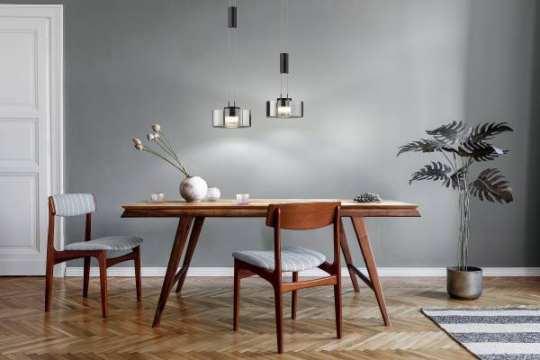 LED-Pendelleuchte Lavin - Eisen / Rauchglas - Schwarz - Flammenanzahl: 2