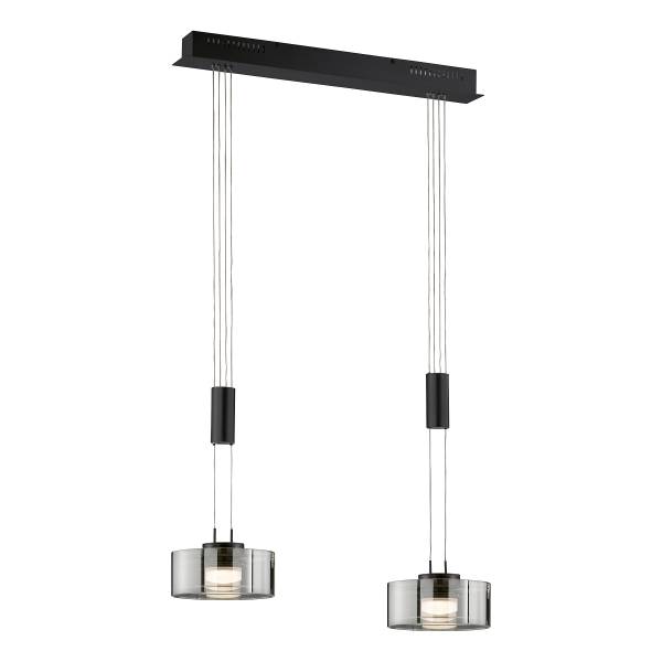 LED-Pendelleuchte Lavin - Eisen / Rauchglas - Schwarz - Flammenanzahl: 2