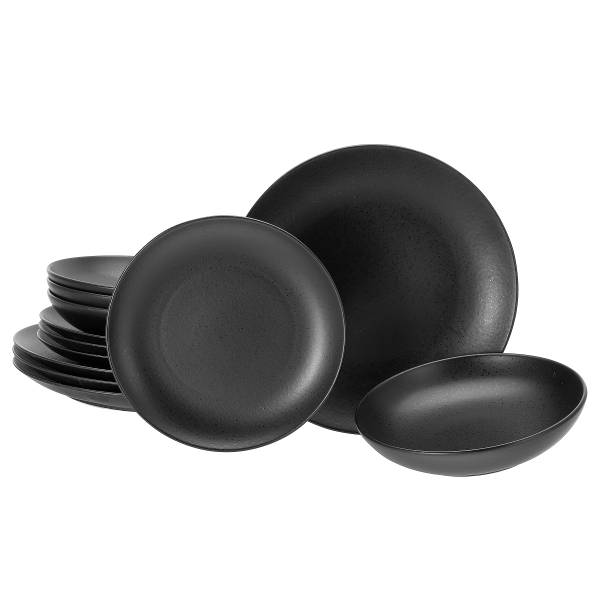 Tellerset Magic Black 12-teilig - Schwarz - Keramik - Andere - 31 x 29 x 31 cm