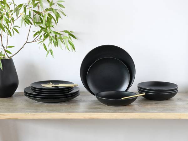 Tellerset Magic Black 12-teilig - Schwarz - Keramik - Andere - 31 x 29 x 31 cm