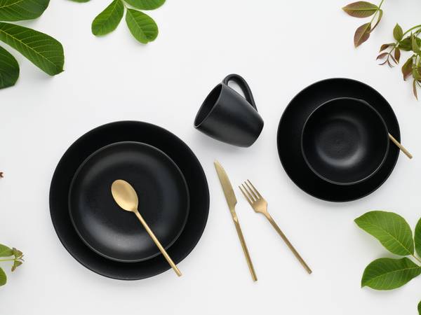 Geschirrset Magic Black 20-teilig - Schwarz - Keramik - Andere - 41 x 32 x 32 cm