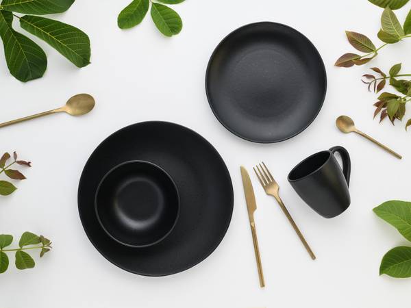 Geschirrset Magic Black 8-teilig - Schwarz - Keramik - Andere - 27 x 30 x 33 cm