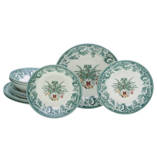 Tellerset Weihnachten 12-teilig - Grün - Keramik - Andere - 31 x 30 x 23 cm