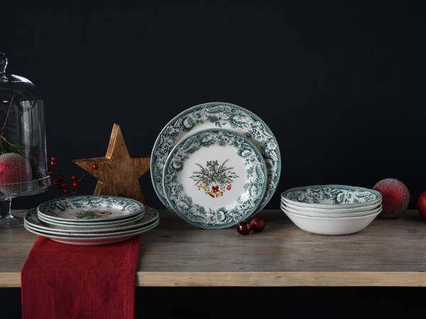 Tellerset Weihnachten 12-teilig - Grün - Keramik - Andere - 31 x 30 x 23 cm