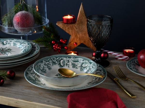 Tellerset Weihnachten 12-teilig - Grün - Keramik - Andere - 31 x 30 x 23 cm