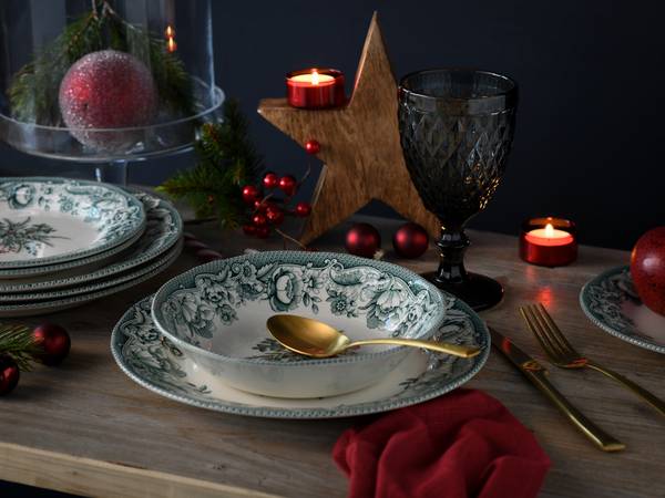 Tellerset Weihnachten 12-teilig - Grün - Keramik - Andere - 31 x 30 x 23 cm