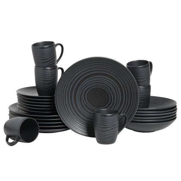 Kombiservice Lava Stone 24-teilig - Schwarz - Keramik - Andere - 42 x 40 x 37 cm