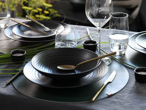Kombiservice Lava Stone 24-teilig - Schwarz - Keramik - Andere - 42 x 40 x 37 cm