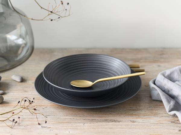 Kombiservice Lava Stone 24-teilig - Schwarz - Keramik - Andere - 42 x 40 x 37 cm
