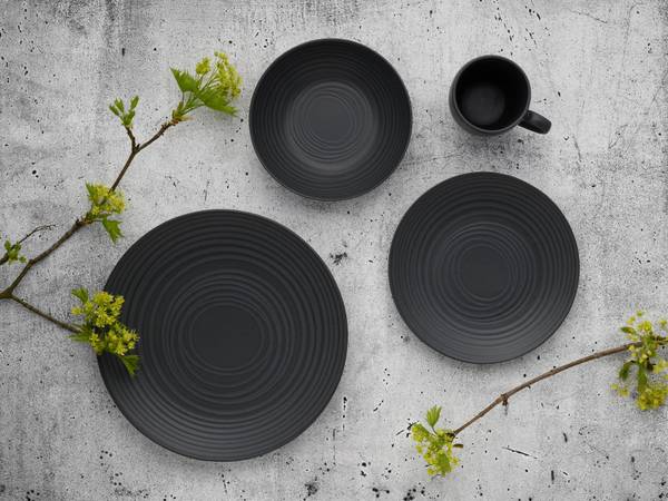 Kombiservice Lava Stone 24-teilig - Schwarz - Keramik - Andere - 42 x 40 x 37 cm
