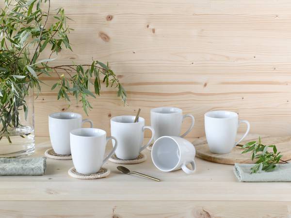 Kaffeebecher Luna 6-teilig - Weiß - Porzellan - 30 x 21 x 17 cm
