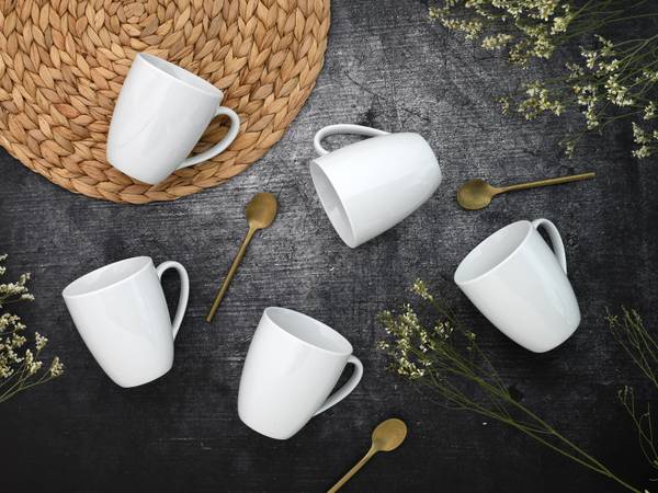 Kaffeebecher Luna 6-teilig - Weiß - Porzellan - 30 x 21 x 17 cm