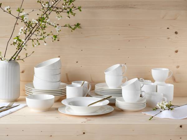 Kombiservice Fleur Royal 42-teilig - Weiß - Porzellan - 32 x 43 x 47 cm
