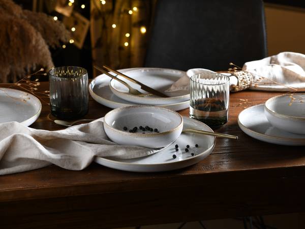 Tellerset Vintage 12-teilig - Weiß - Keramik - Andere - 42 x 40 x 36 cm