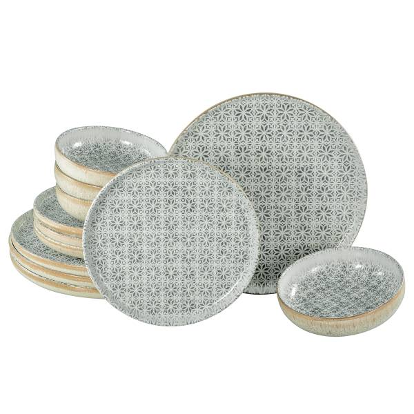 Tellerset Uno Emiliana 12-teilig - Grau