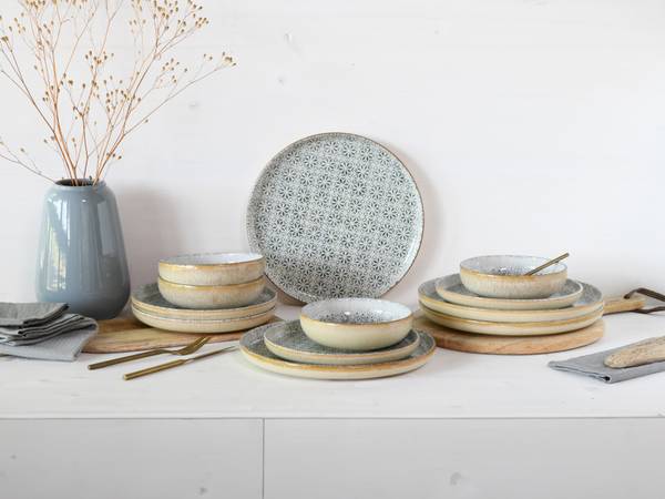 Tellerset Uno Emiliana 12-teilig - Grau