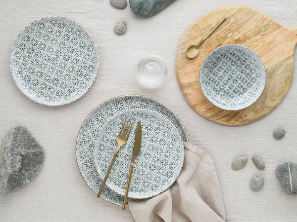 Tellerset Uno Emiliana 12-teilig - Grau
