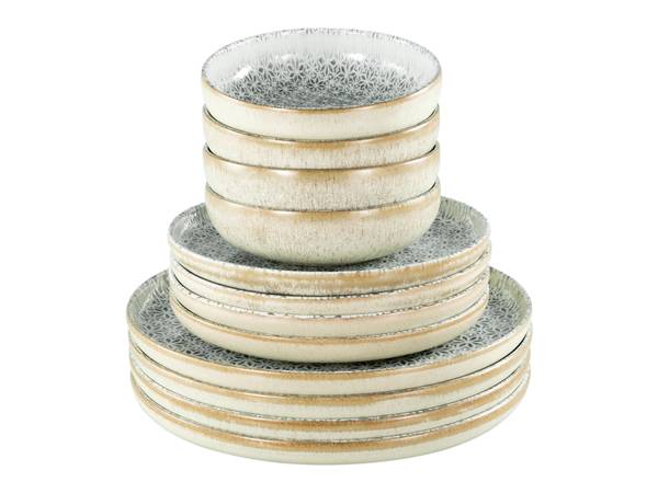 Tellerset Uno Emiliana 12-teilig - Grau