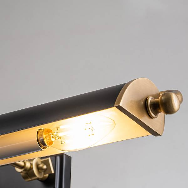 Wandleuchte Winchflied - Stahl - 1-flammig - Schwarz - Breite: 70 cm